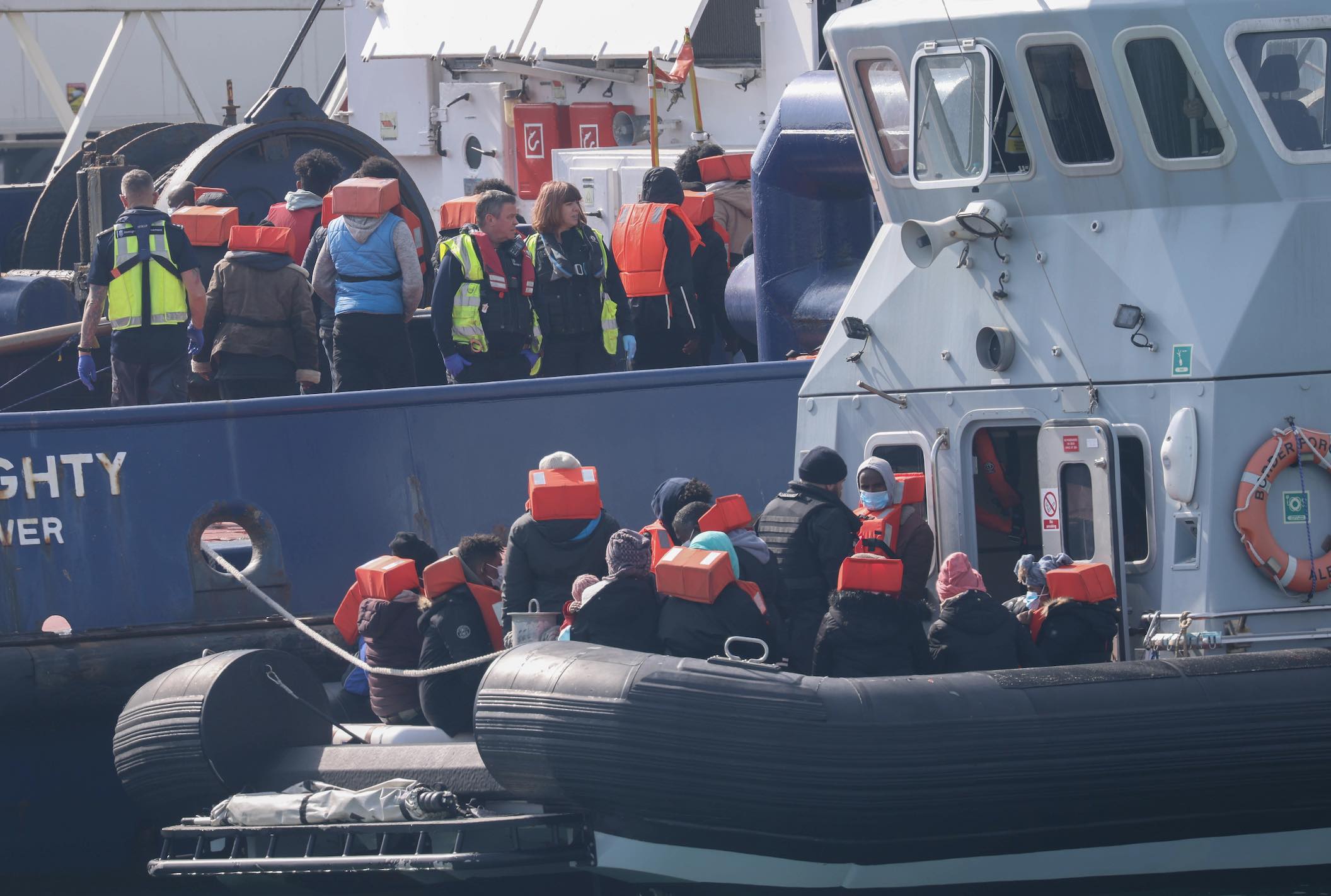 Over 300 migrants were brought into Dover today as the calm weather has allowed the Channel crossings to resume